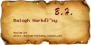 Balogh Harkány névjegykártya